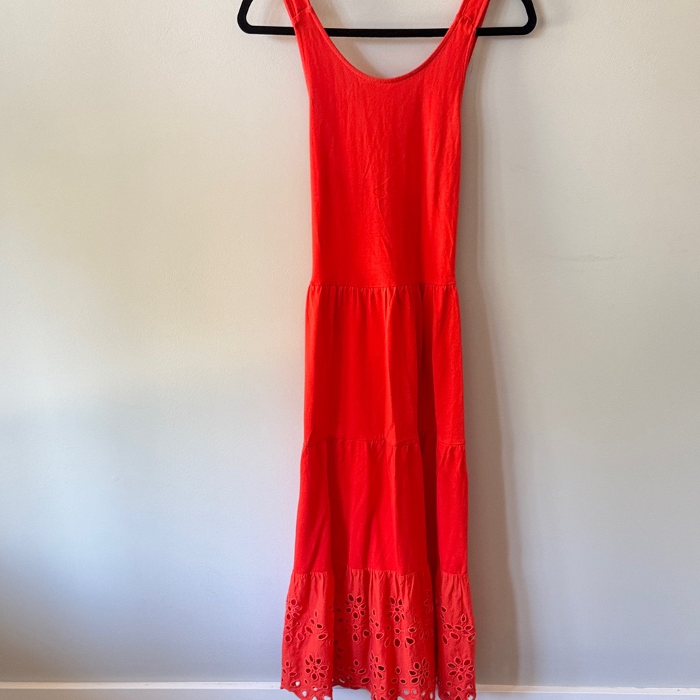 J Crew Sleeveless Orange Midi Dress